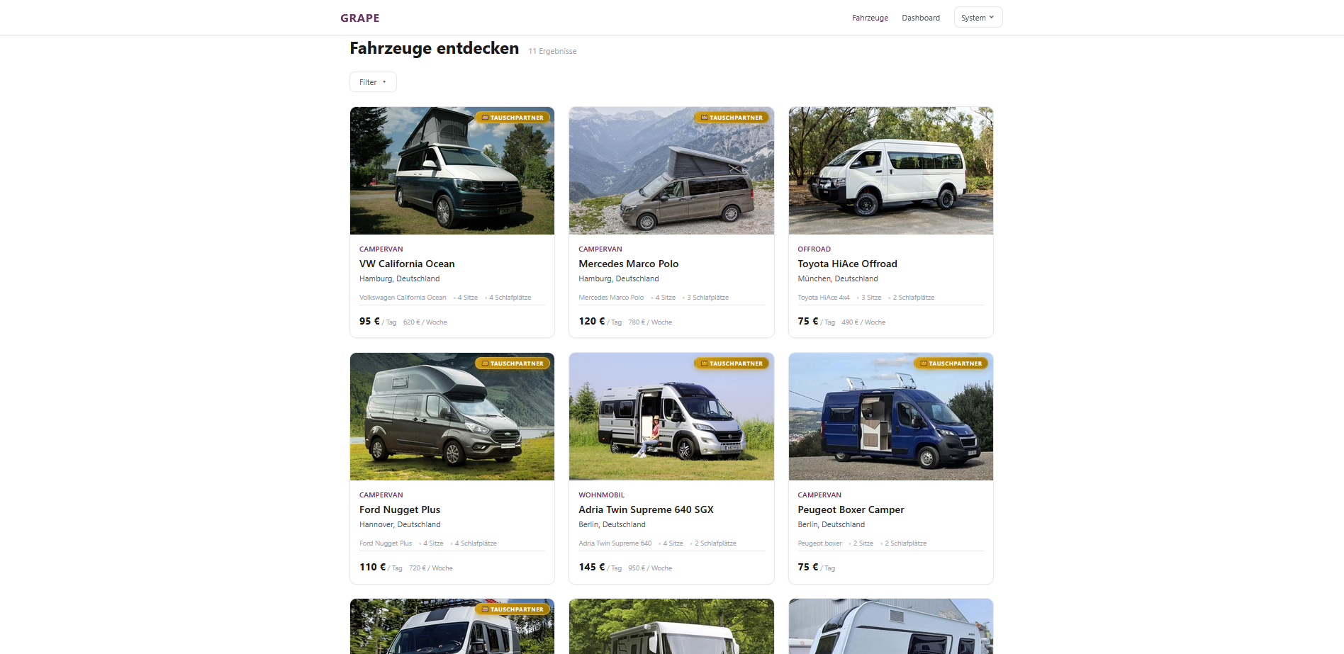 GRAPE Fahrzeugsuche